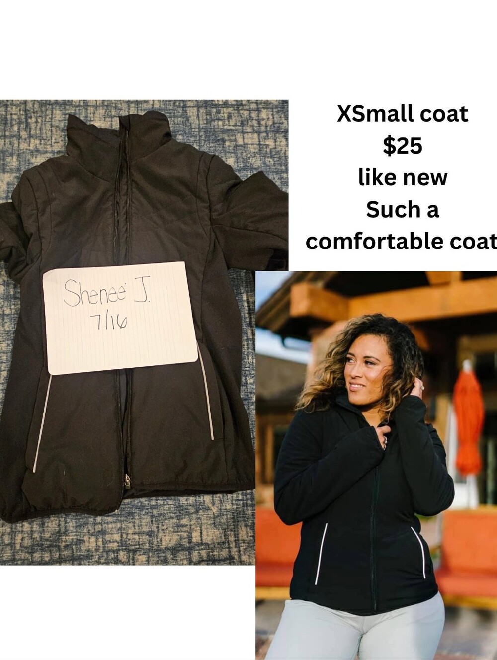Zyia Women’s Black Zip-Up Jacket with Contrast Piping
